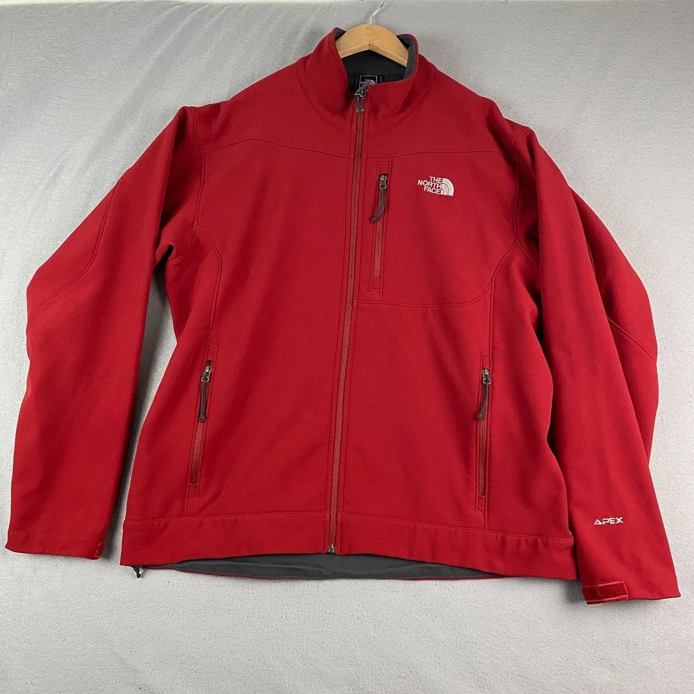 North Face Mens Apex Softshell Jacket XL dark red Ski Snowboard full zip